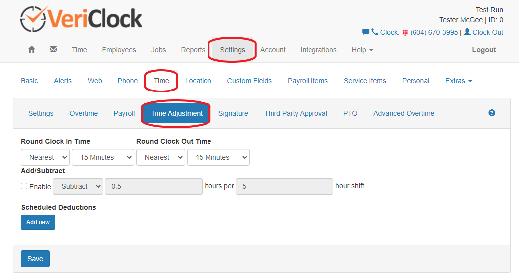 Rounding Clock In and Out Time VeriClock