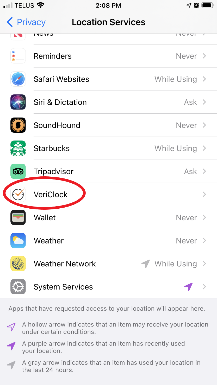 How to Configure your iPhone settings for GPS tracking VeriClock